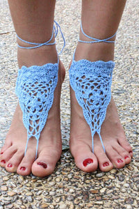 Blue Triangle Crochet Toe Ring Barefoot Sandals  SA-BLL98008-4 Accessories and Sexy Anklets by Sexy Affordable Clothing