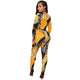 Astrid Multi-Color Print Plunging V-Neck Jumpsuit #Jumpsuit #Yellow SA-BLL55384 Women's Clothes and Jumpsuits & Rompers by Sexy Affordable Clothing