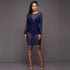 Tyra Navy-Blue Mesh Bodysuit Dress #Navy Blue