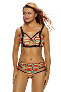 African Print Inspired Two Piece Bathing Suit