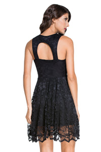 All Black Lace Party Skater Dress