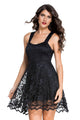 All Black Lace Party Skater Dress