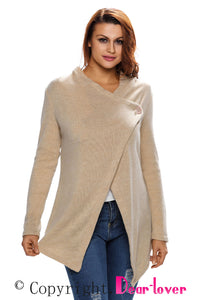 Apricot Asymmetric Wrapped Women Sweater