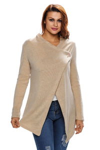 Apricot Asymmetric Wrapped Women Sweater