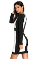 Apricot Black Color Block Long Sleeve Midi Dress