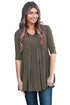 Army Green 3/4 Sleeve Babydoll Tops