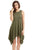 Army Green Draped Asymmetric Hemline Sleeveless Jersey Dress