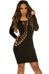 Black Asymmetric Thick Lace Up Sleeved Bodycon Dress