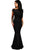 Black Bardot Lace Fishtail Maxi Dress