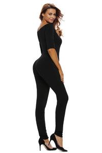Black Bardot Neckline Fashion Jumpsuit