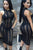 Black Body-conscious Striped Sheer Mesh Club Dress