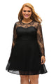 Black Boohoo Plus Size Lace Top Skater Dress