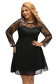 Black Boohoo Plus Size Lace Top Skater Dress