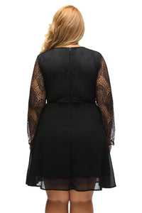 Black Boohoo Plus Size Lace Top Skater Dress