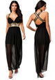 Black Chiffon Sequin Evening Dress