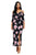 Black Cold Shoulder Floral Slit Maxi Dress
