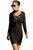 Black Crisscross Plunge Long Sleeve Choker Neck Dress
