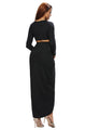 Black Cut Out Drape Slit Long Sleeve Maxi Dress
