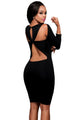Black Cut out Back Long Sleeves Bodycon Dress