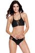 Black Cut out Vintage Pinup Female Two Piece Tankini