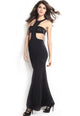 Black Cutout Evening Dress with Sequin Chest Wrap