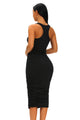 Black Fitted Sexy Bodycon Racer Tank Dress