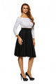 Black Flared A-Line Midi Skirt
