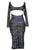 Black Geometric Print Cut-Out Midi Vintage Dress