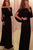 Black Glamorous Slit Design Long Sleeve Evening Dress