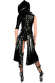 Black Gothic Punk Wetlook Sweet Pea Hooded Coat Gown Dress