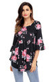 Black Grounding Floral Print Babydoll Top