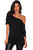 Black Half Sleeves Ruched Tunic Top