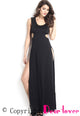 Black High Side Slits Cutout Maxi Dress