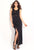 Black Lace Accent Double Slits Sexy Evening Dress