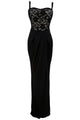 Black Lace Bustier Top Split Maxi Party Dress