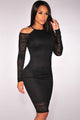 Black Lace Cut out Shoulder Bodycon Dress