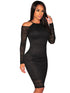 Black Lace Cut out Shoulder Bodycon Dress
