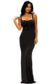 Black Lace Detail Long Prom Party Maxi Dress