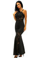 Black Lace Insert One Shoulder Evening Gown