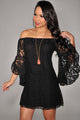 Black Lace Off-The-Shoulder Mini Dress