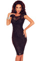 Black Lace Open Back Chained Party Dress