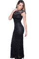 Black Lace Sleeveless Long Mermaid Dress