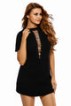 Black Lace Up Half Sleeves Tee Dress