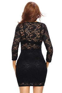 Black Lace V-neck Mini Club Dress