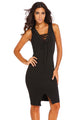 Black Lace-up Front Midi Dress
