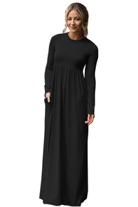 Black Long Sleeve High Waist Maxi Jersey Dress