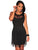 Black Mesh Accent Fringe Mini Dress