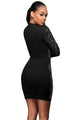 Black Mini Jeweled Quilted Long Sleeves Dress