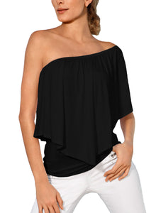 Black Multi-way Ruffle Women Top