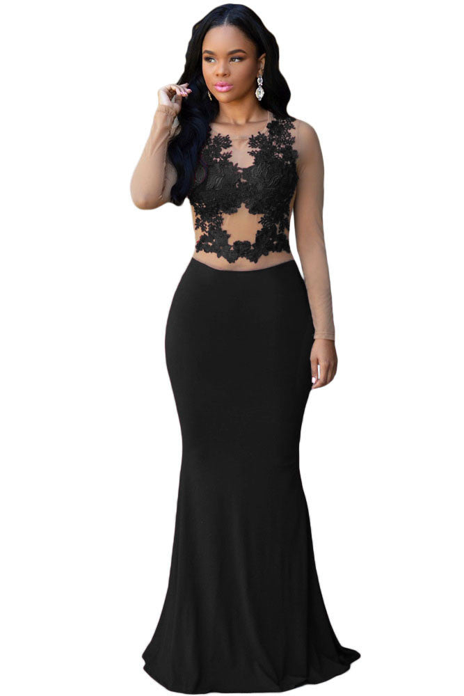 Black Nude Mesh Accent Maxi Dress – SEXY AFFORDABLE CLOTHING